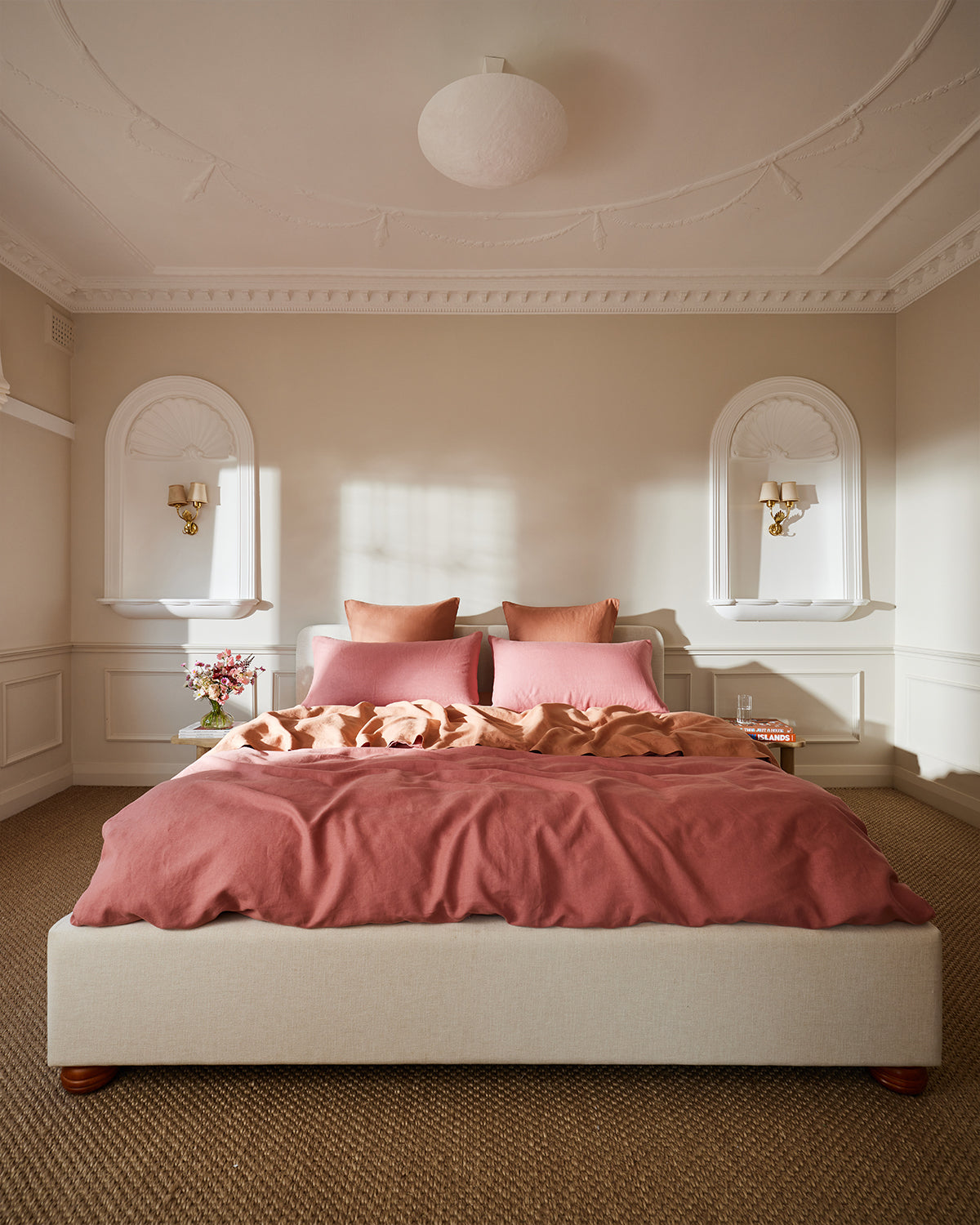 Pink Clay & Hazelnut 100% French Flax Linen Bedding Bundle