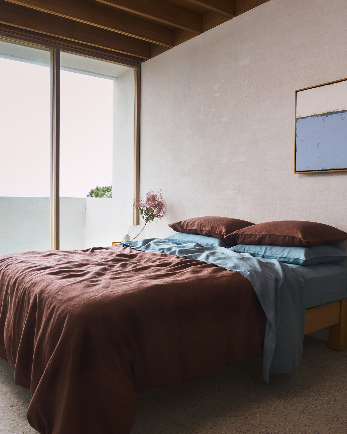 Cacao & Lagoon 100% French Flax Linen Bedding Bundle