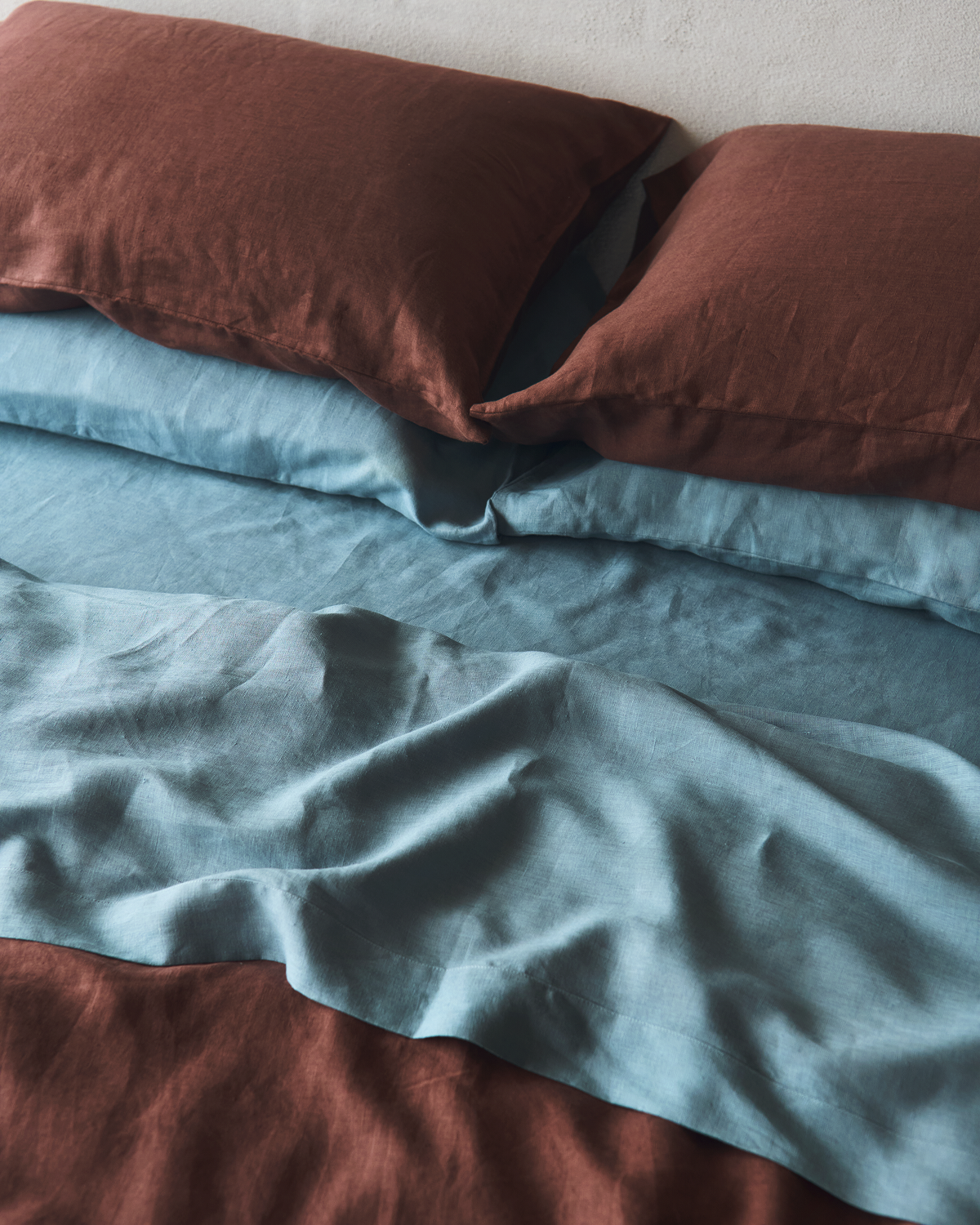 Cacao & Lagoon 100% French Flax Linen Bedding Bundle
