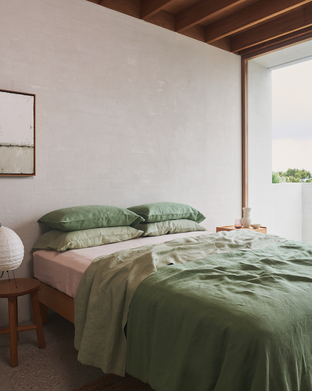 Pistachio 100% French Flax Linen Duvet Cover Set
