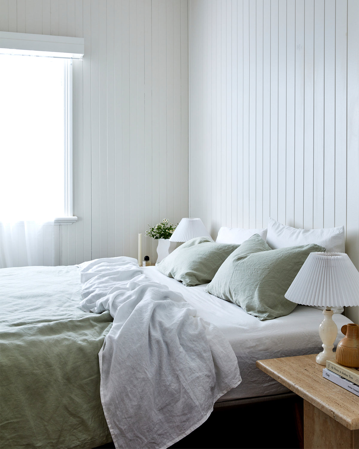 Sage & White 100% French Flax Linen Bedding Bundle