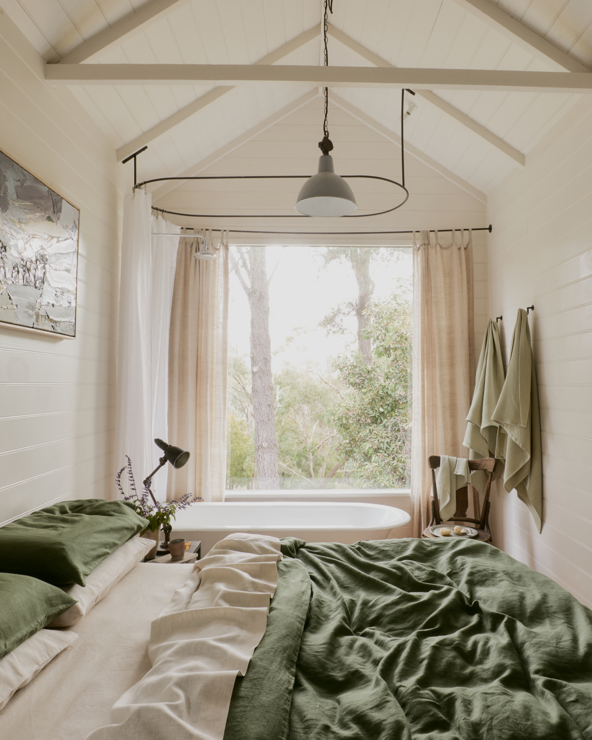 Oatmeal & White Stripe 100% French Flax Linen Bedding Set