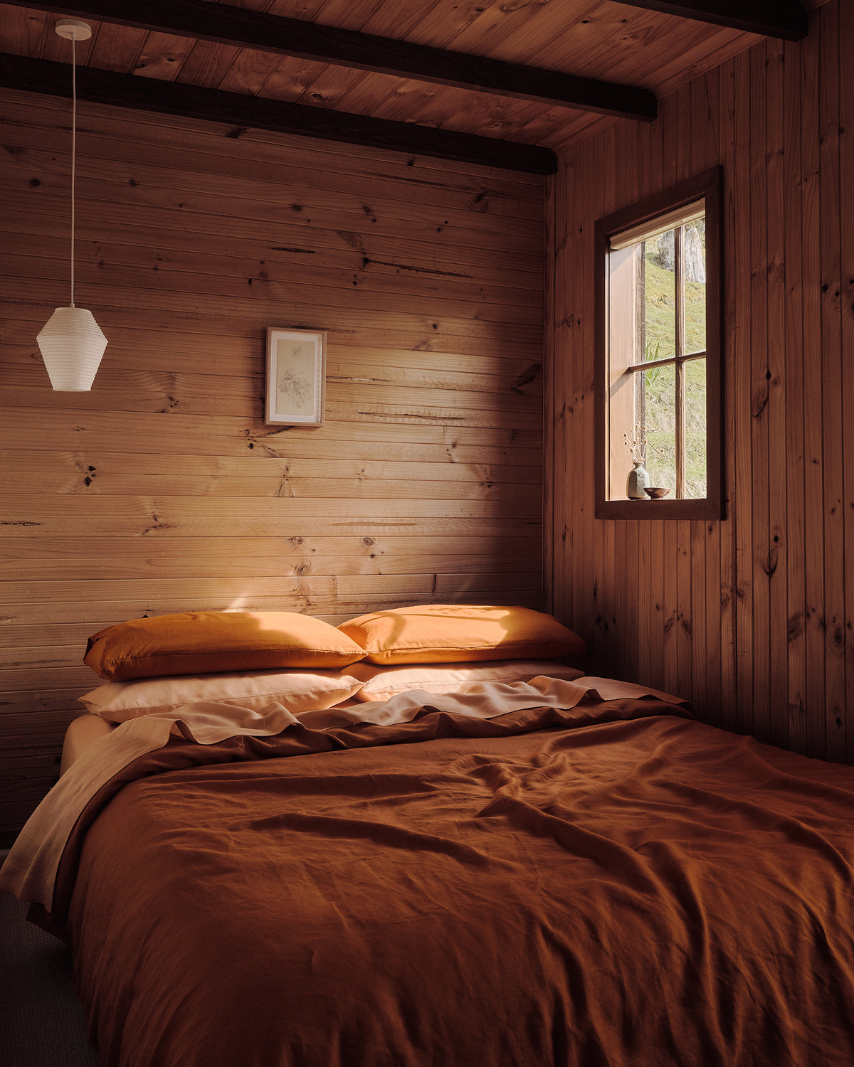 Rust 100% French Flax Linen Duvet Cover Set