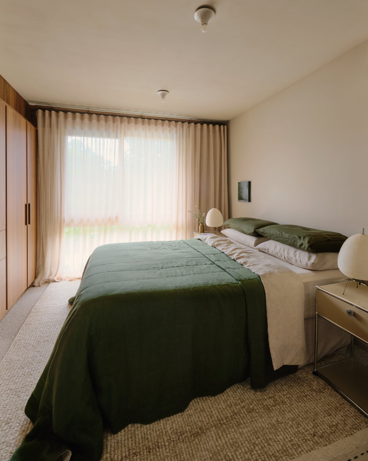 Olive & Oatmeal 100% French Flax Linen Quilt Set