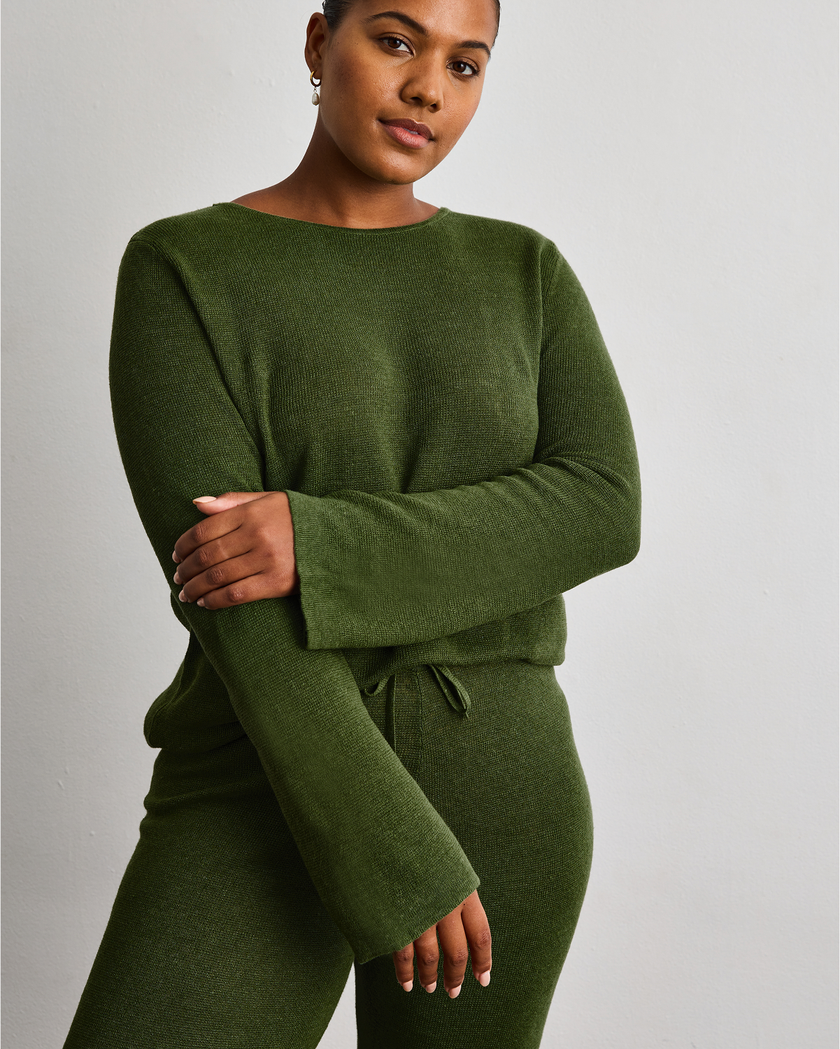 Linen Knit Set in Olive