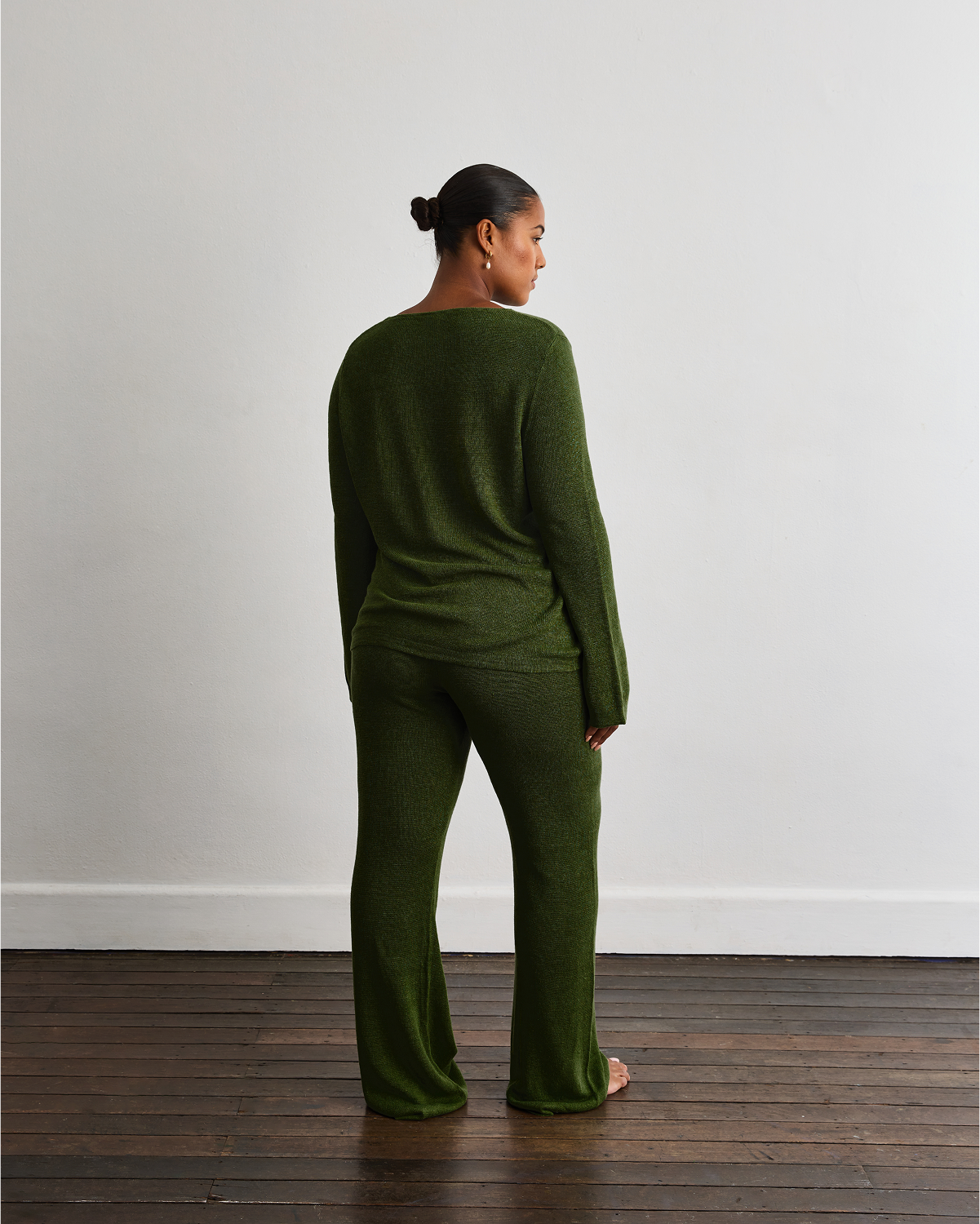 Linen Knit Set in Olive