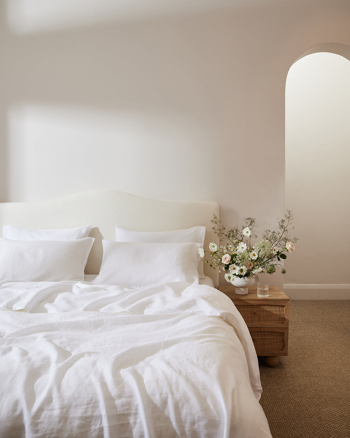 White 100% French Flax Linen Bedding Bundle