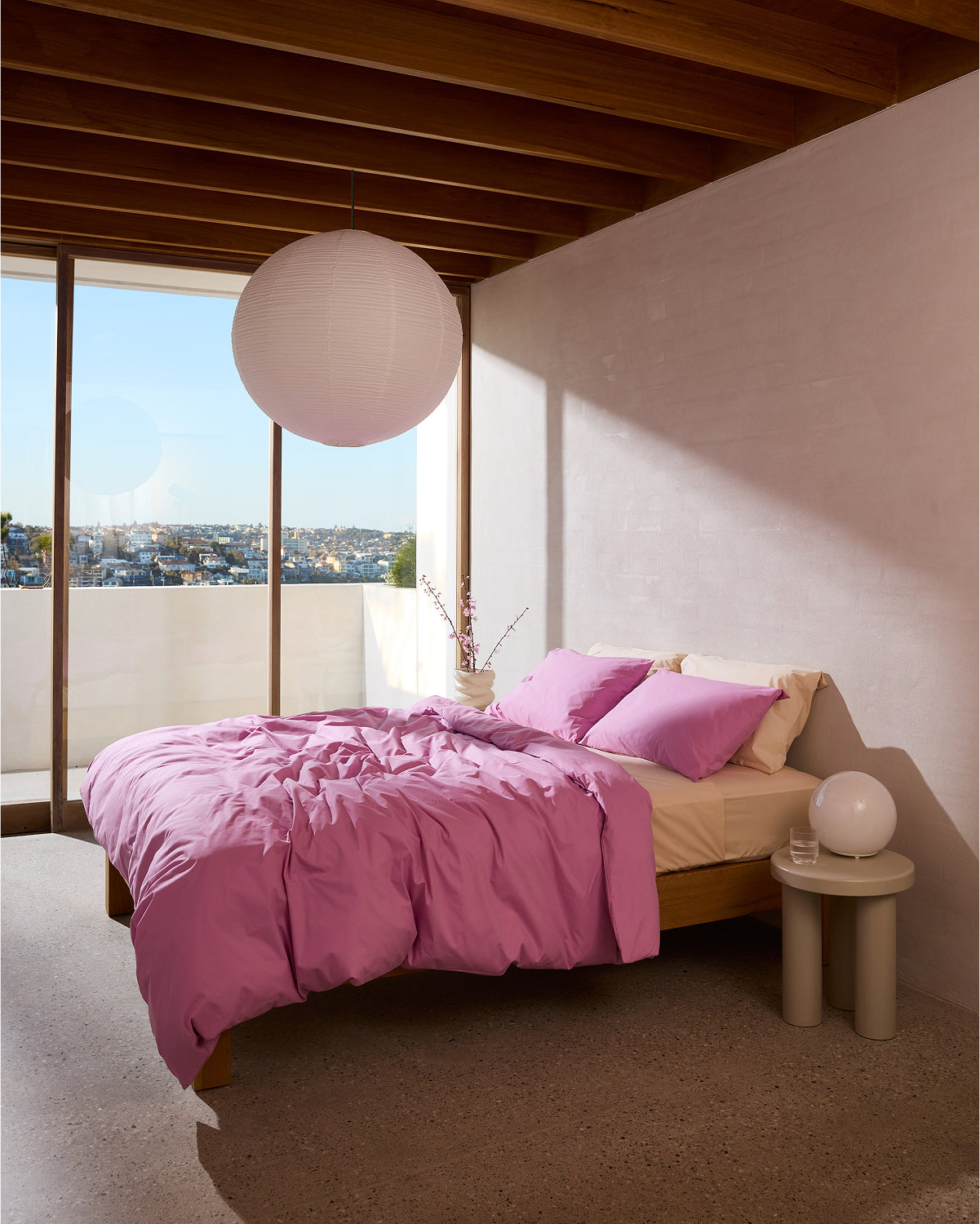 Bubblegum Organic Cotton Percale Duvet Cover Set