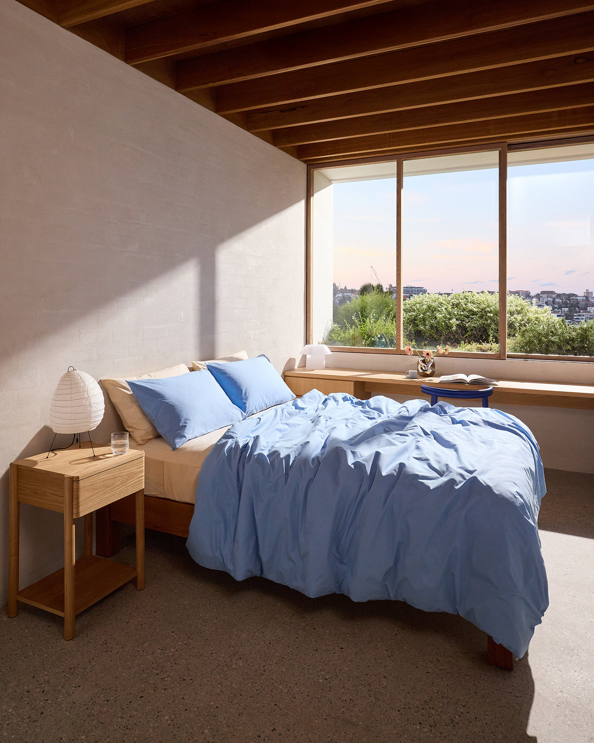 Sky Organic Cotton Percale Bedding Set