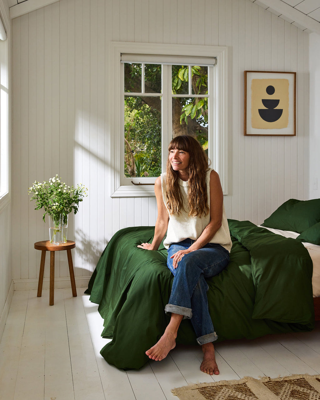 Moss Organic Cotton Percale Duvet Cover Set