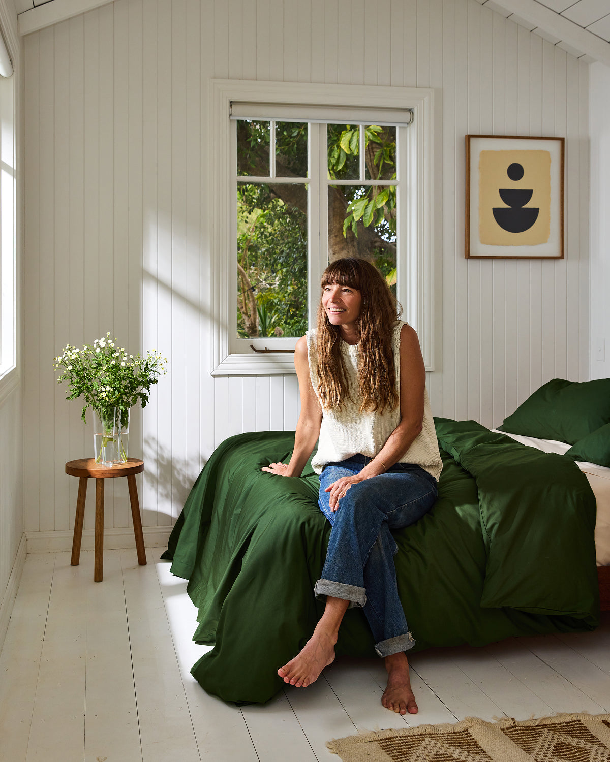 Moss Organic Cotton Percale Duvet Cover Set