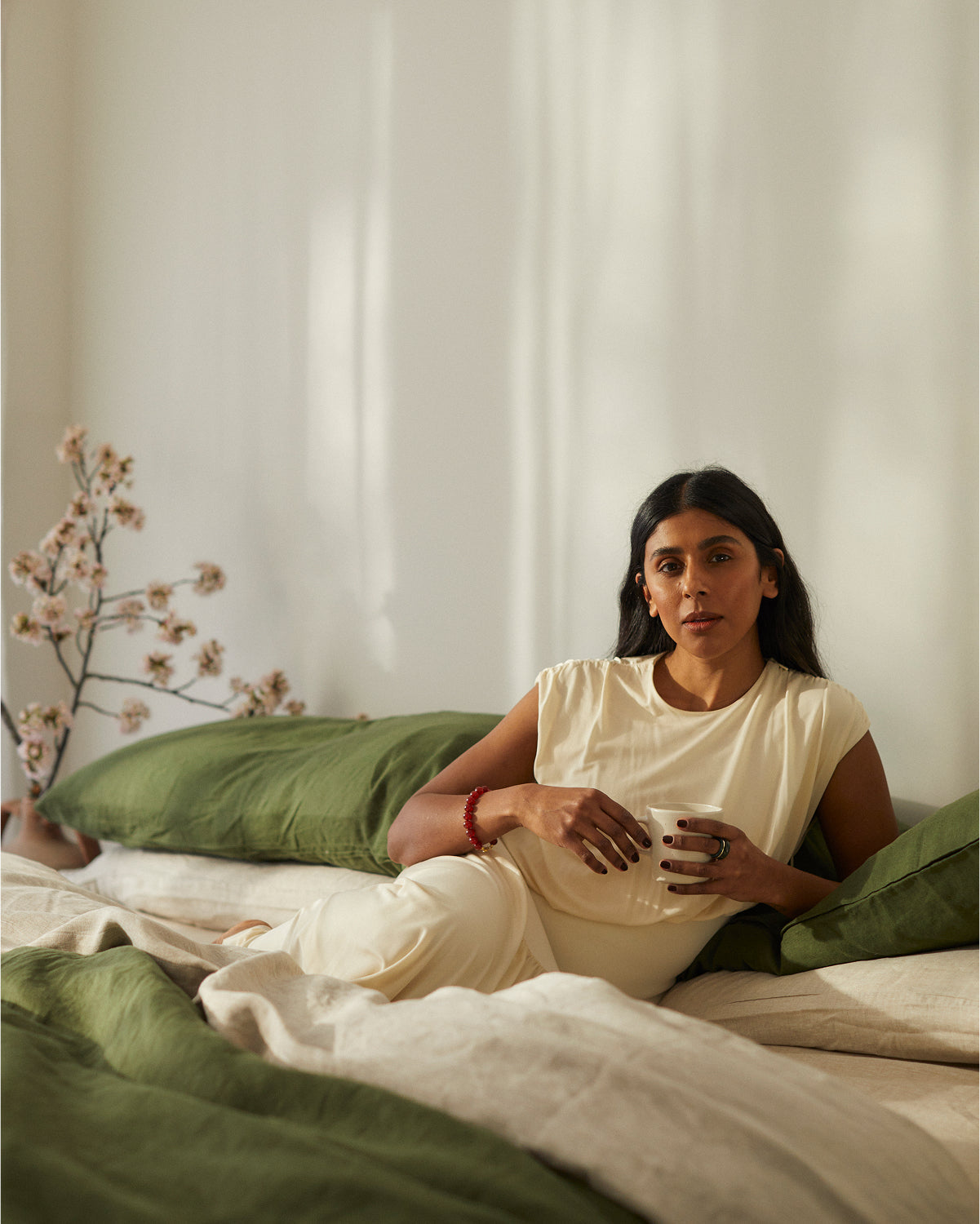 Olive 100% French Flax Linen Duvet Cover Set