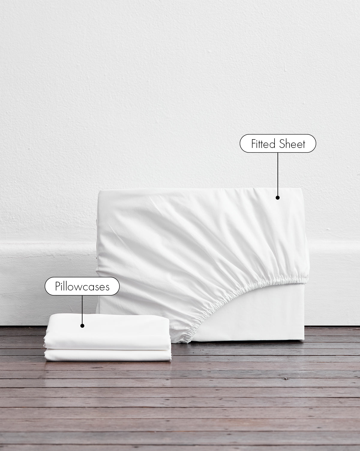Crisp White Organic Cotton Percale Fitted Sheet Set