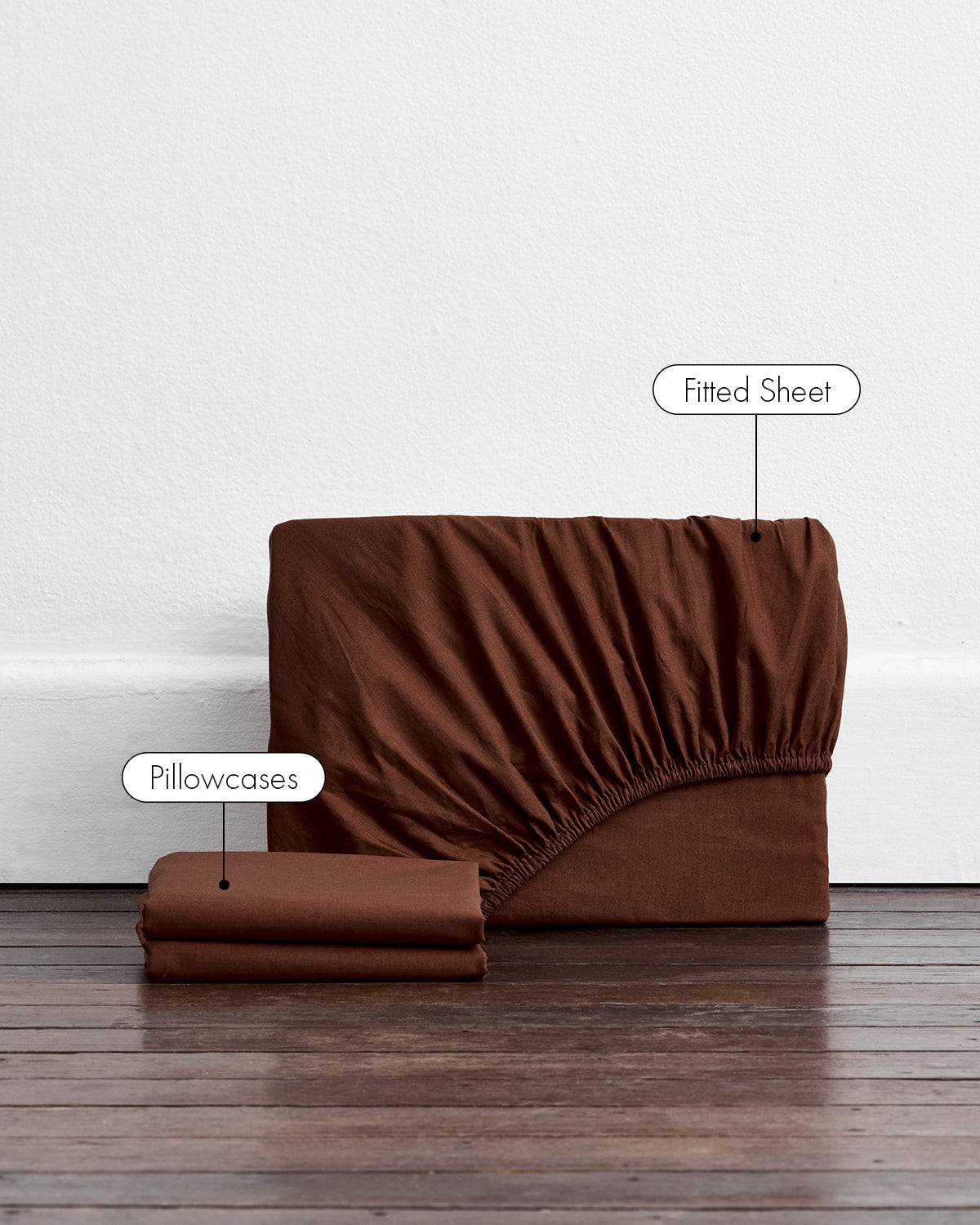 Espresso Organic Cotton Percale Fitted Sheet Set