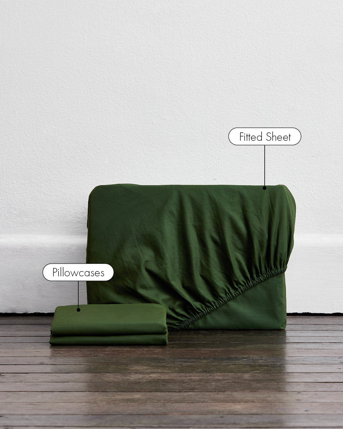 Moss Organic Cotton Percale Fitted Sheet Set
