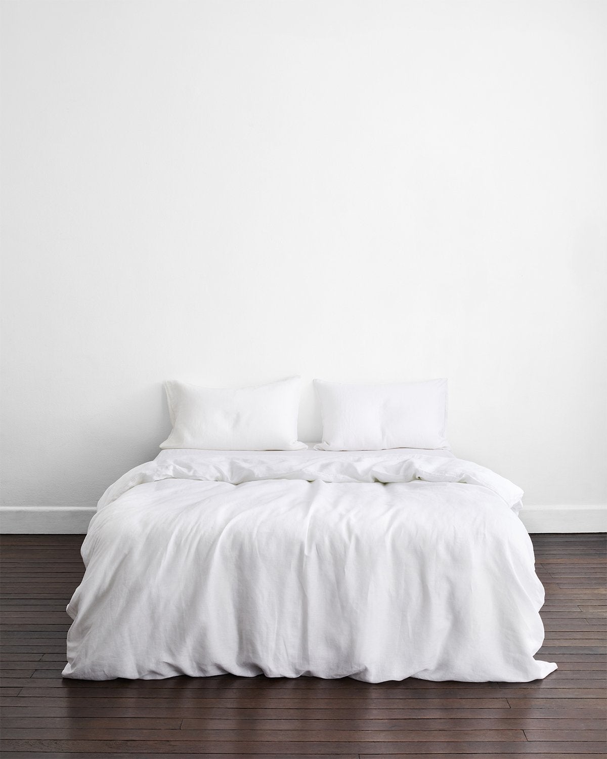 White 100% French Flax Linen Bedding Bundle
