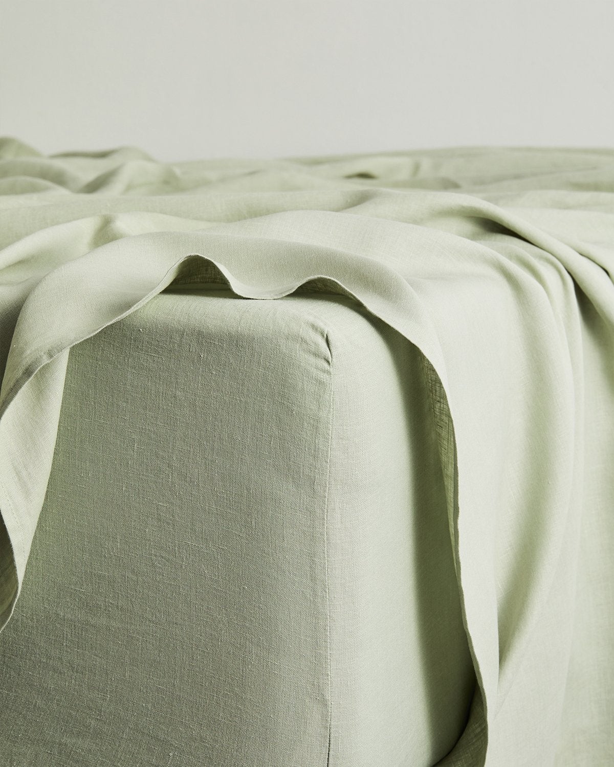 Olive Stripe & Sage 100% French Flax Linen Bedding Bundle