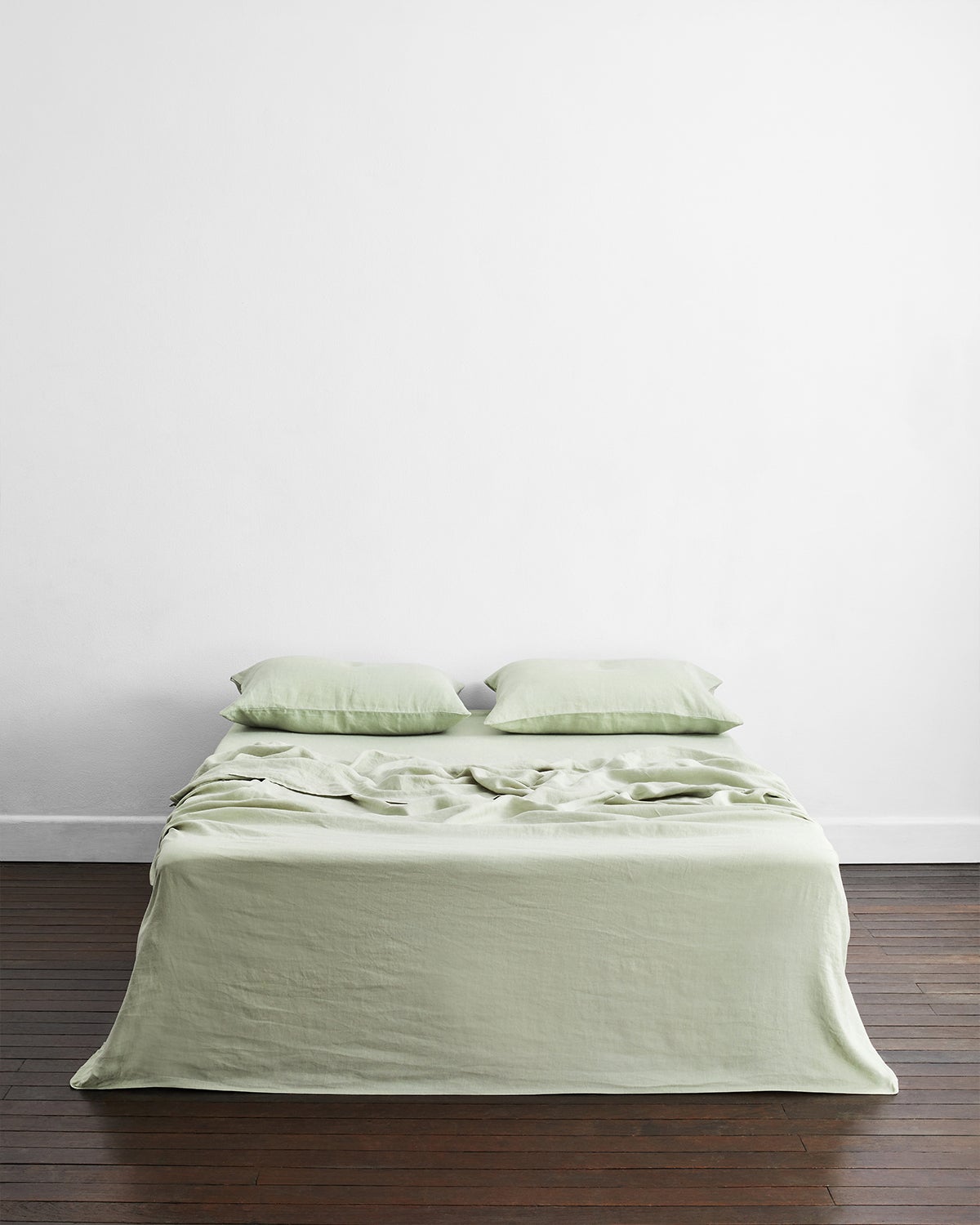 Olive Stripe & Sage 100% French Flax Linen Bedding Bundle