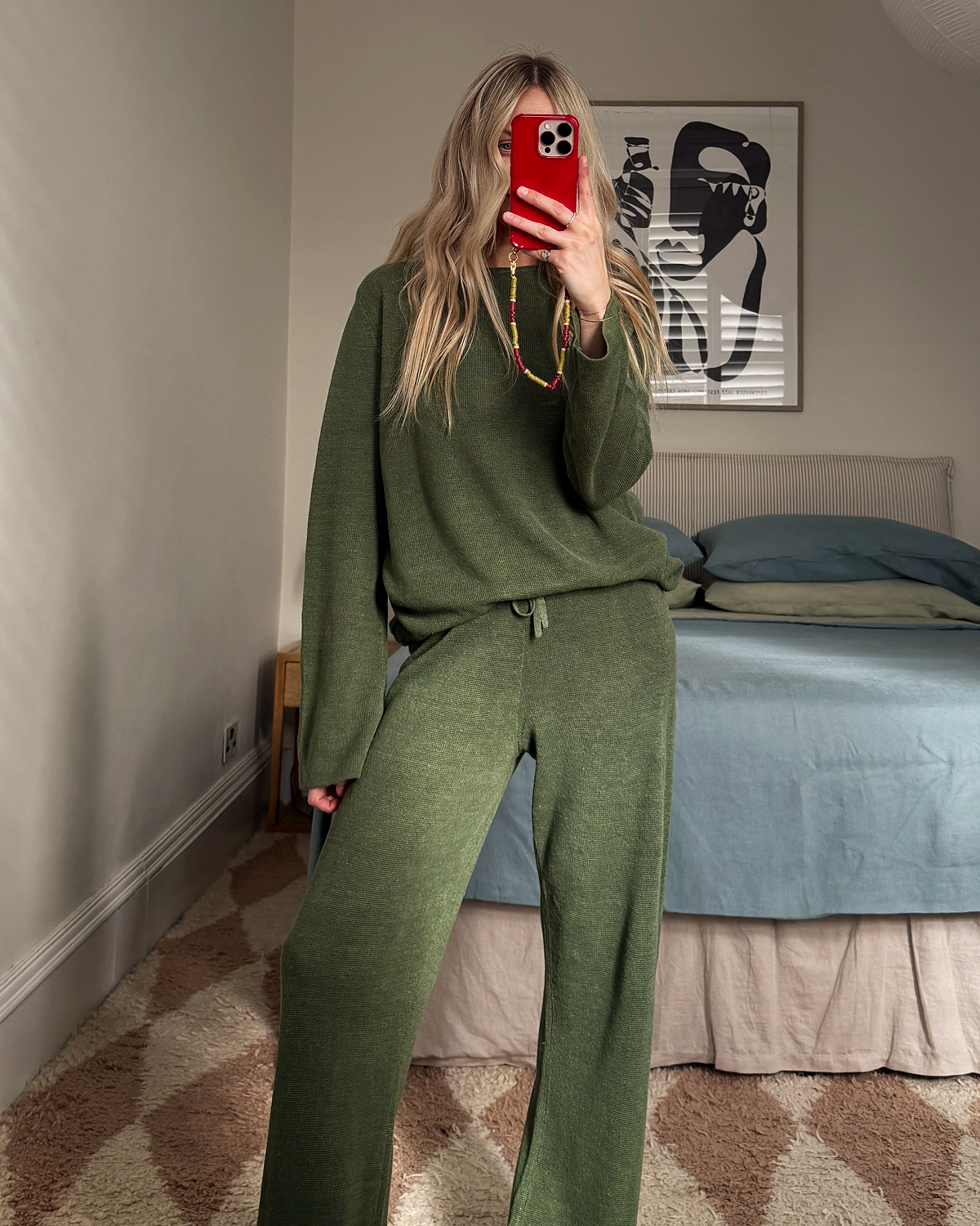 Linen Knit Set in Olive