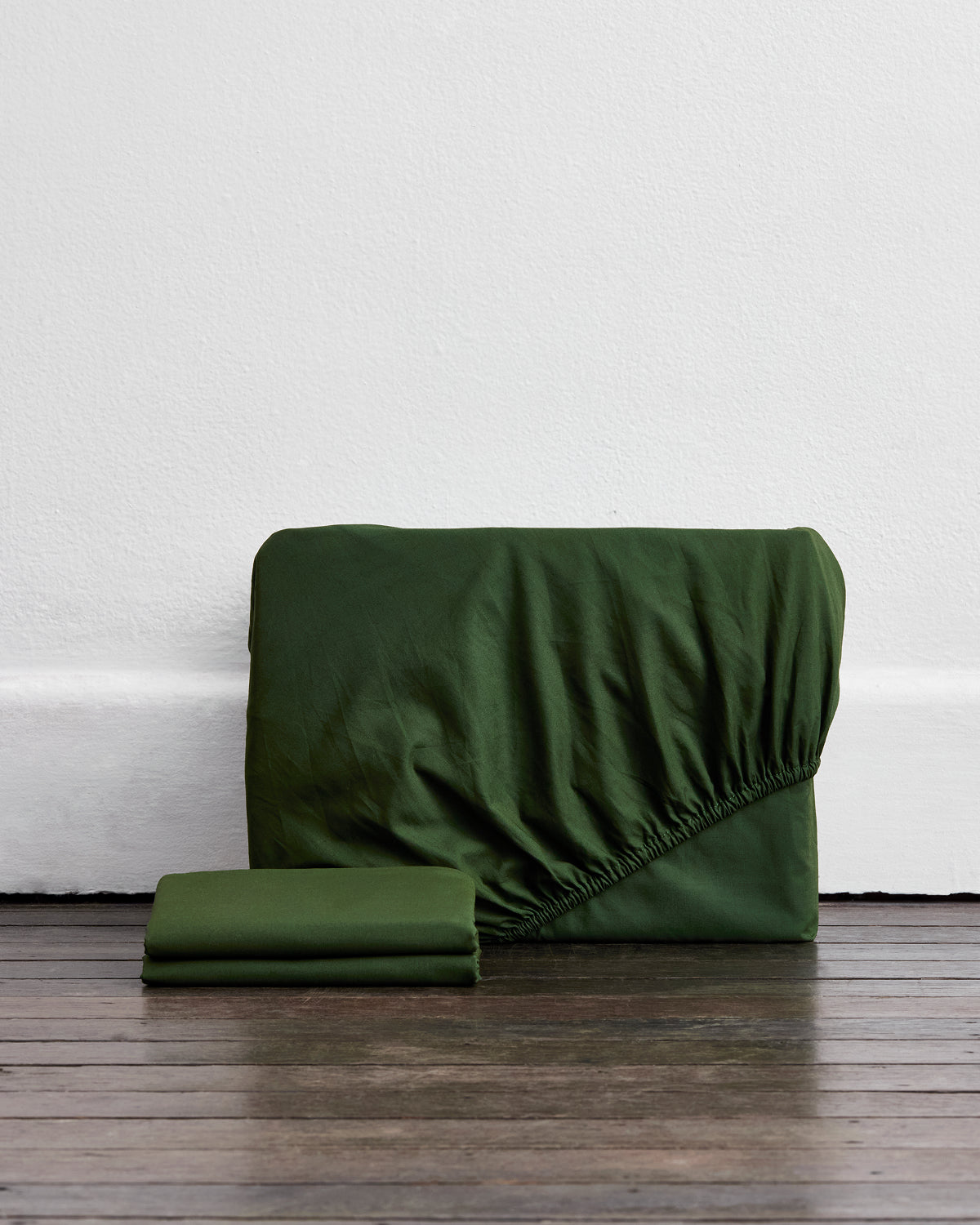 Moss Organic Cotton Percale Fitted Sheet Set