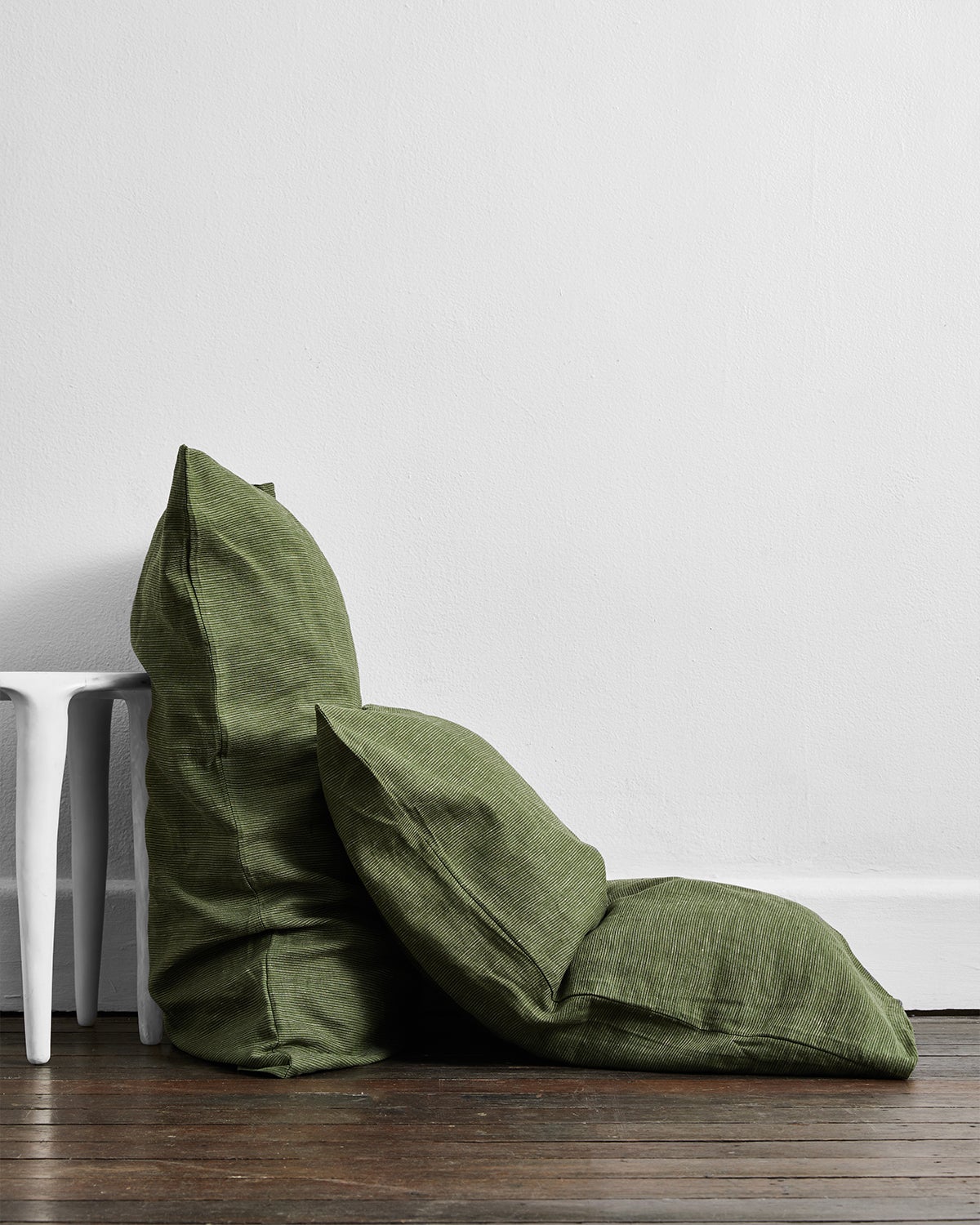 Olive Stripe & Sage 100% French Flax Linen Bedding Bundle