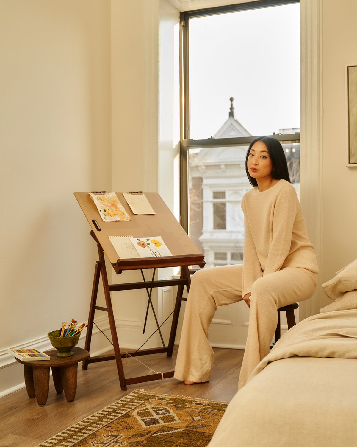 Linen Knit Set in Oatmeal