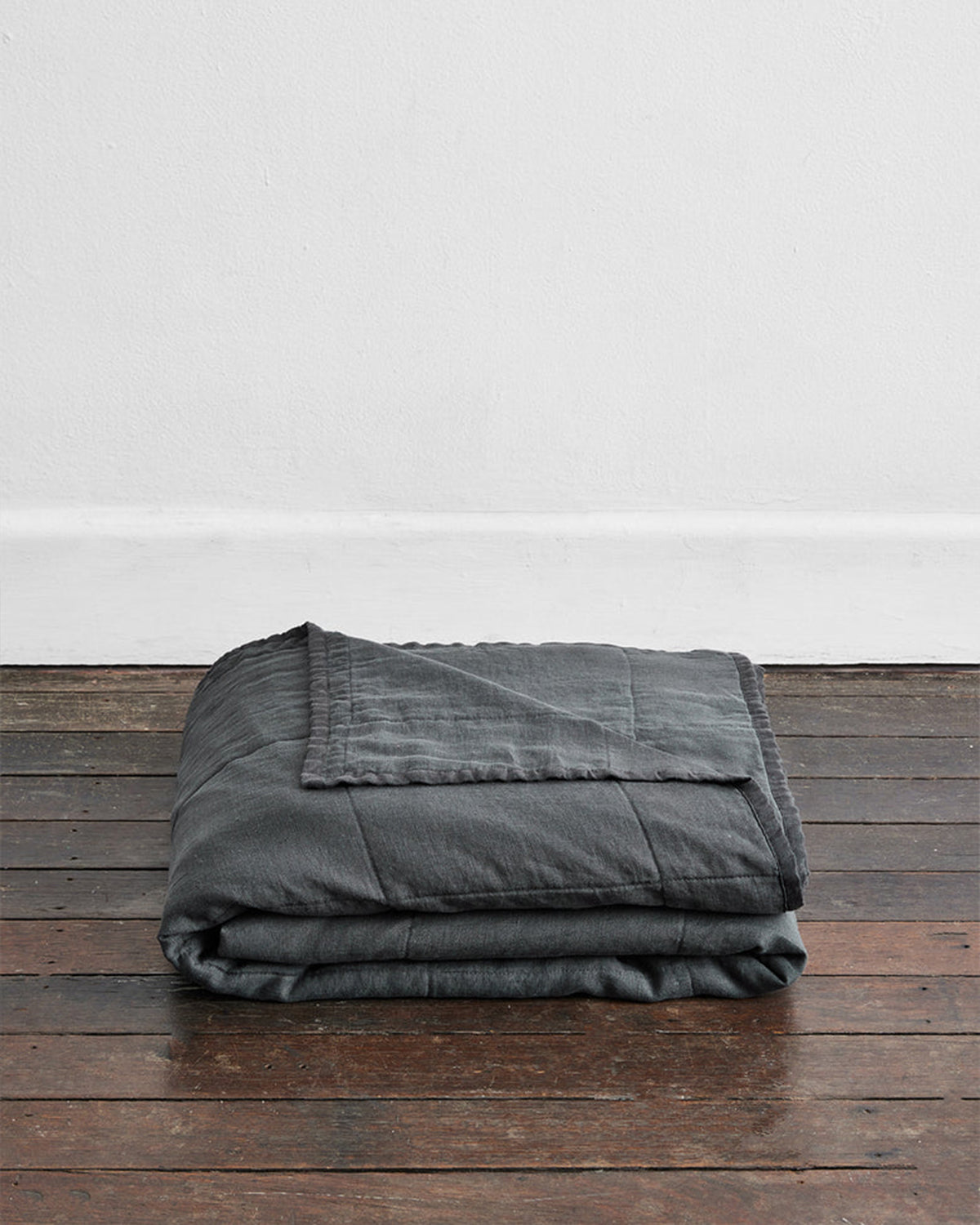 Charcoal & Oatmeal 100% French Flax Linen Quilt Bedding Bundle