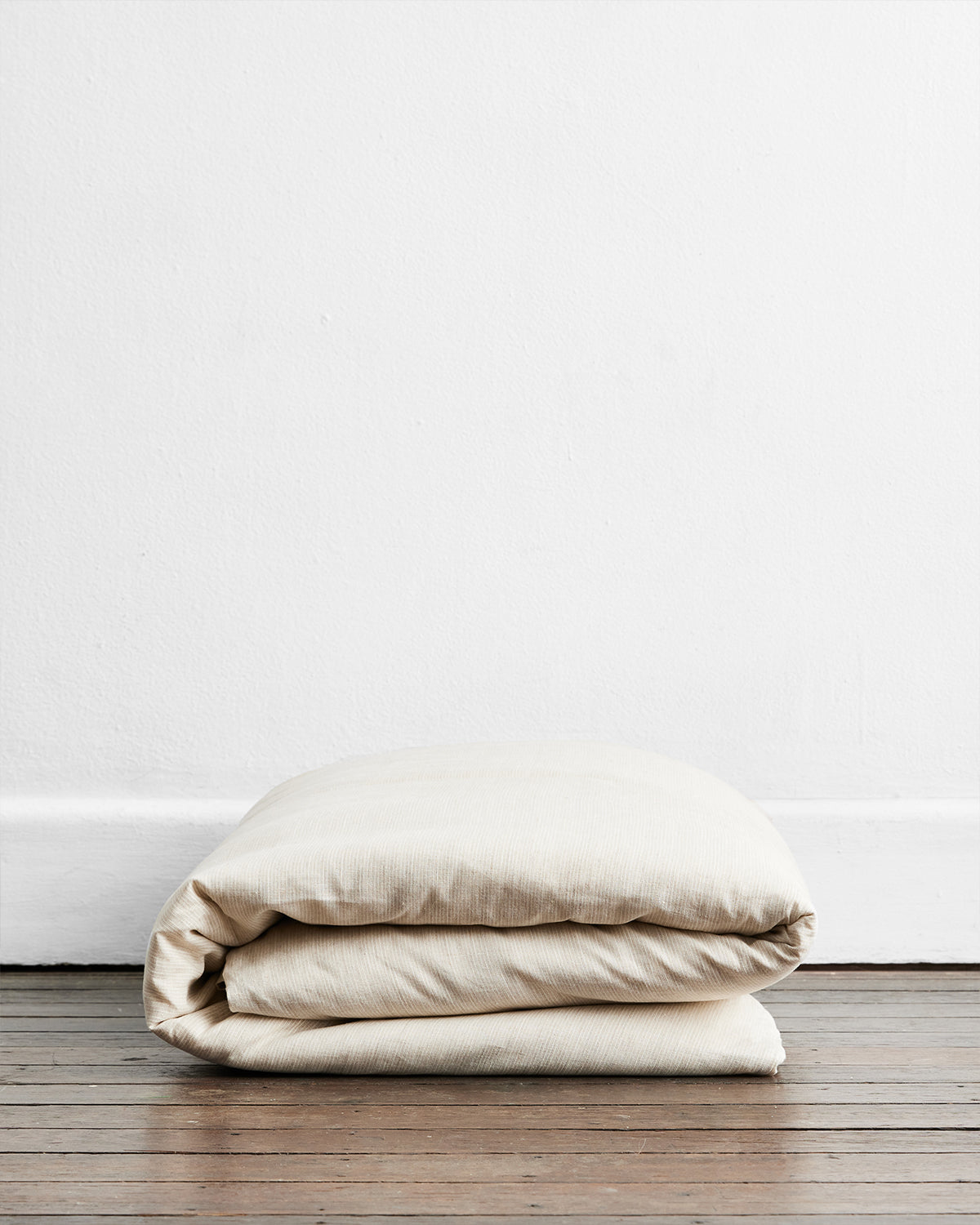 Oatmeal & White Stripe 100% French Flax Linen Bedding Bundle