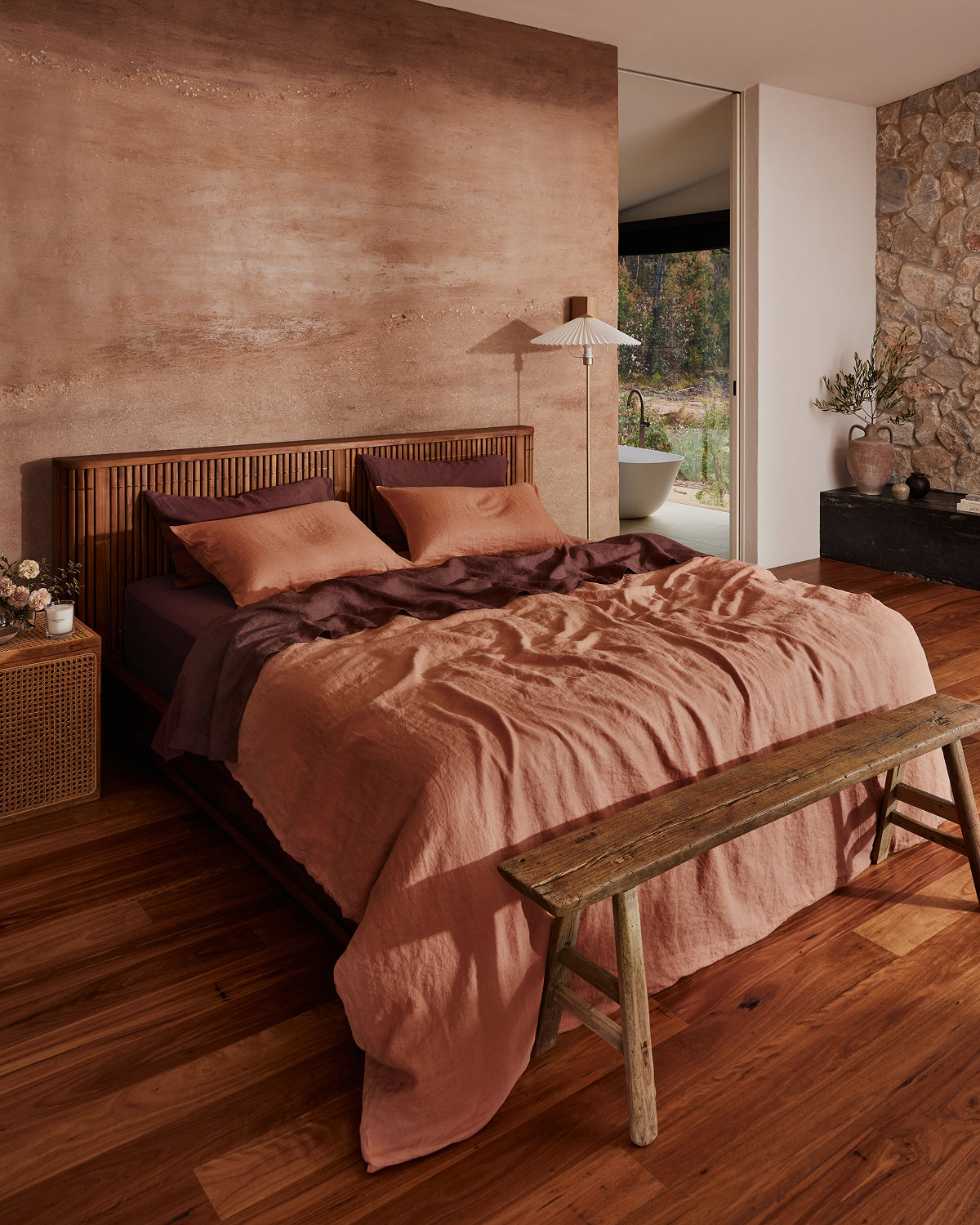 Cacao 100% French Flax Linen Fitted Sheet Set