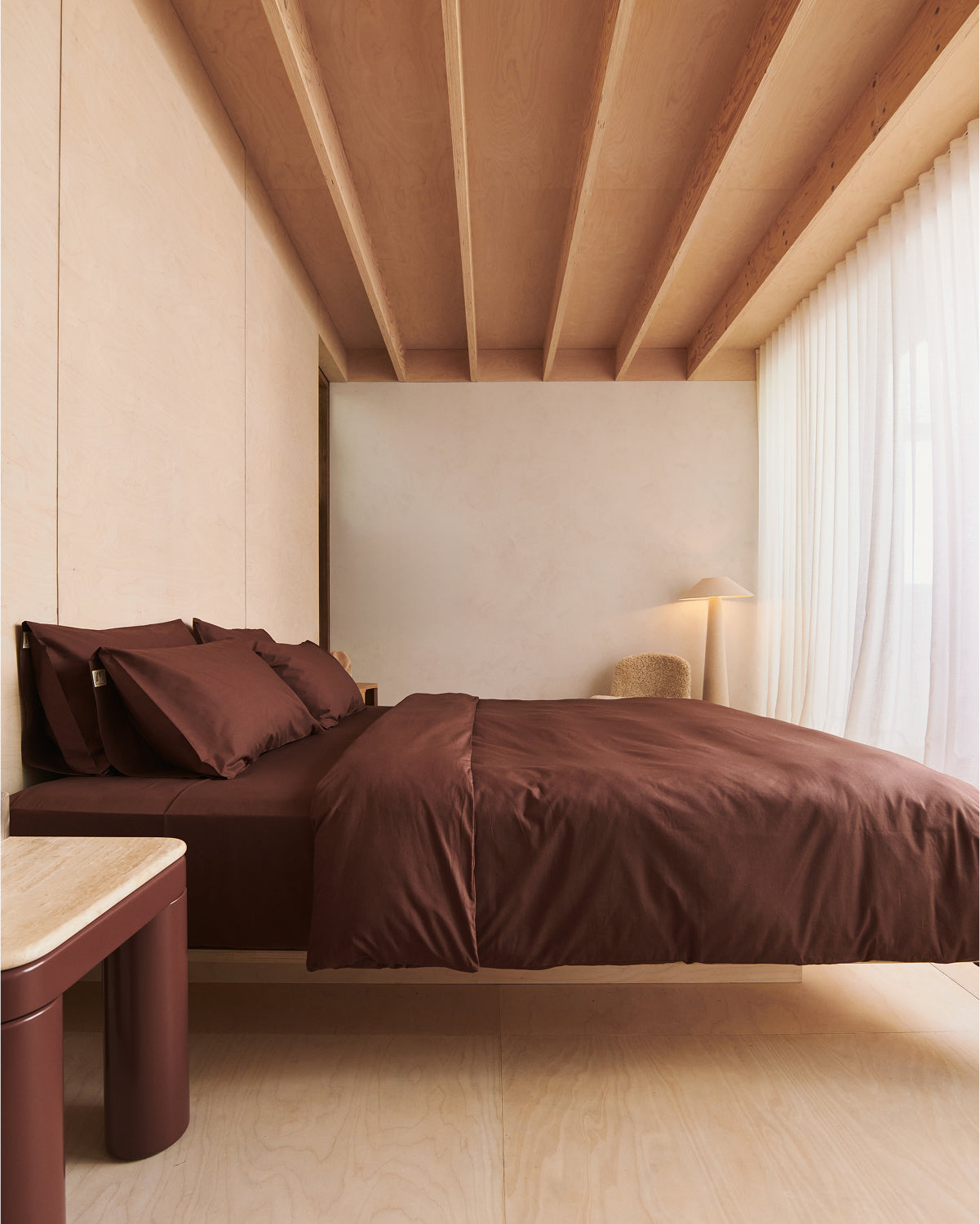 Espresso Organic Cotton Percale Fitted Sheet Set