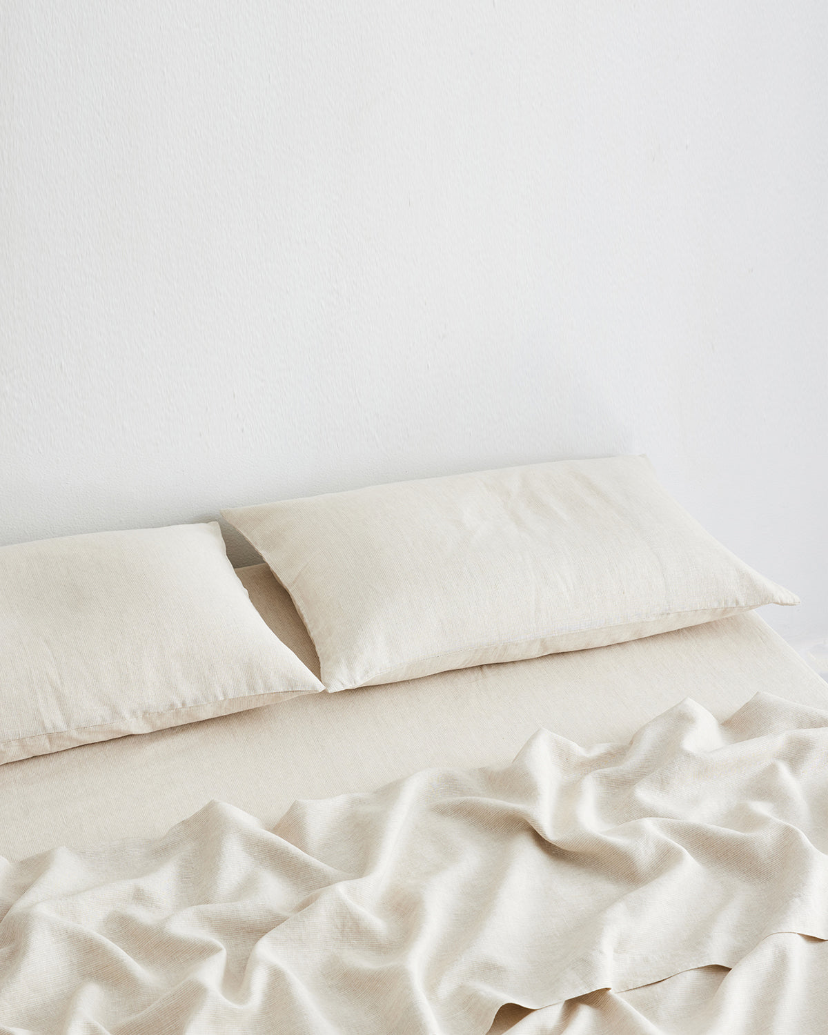 Oatmeal & White Stripe 100% French Flax Linen Fitted Sheet Set