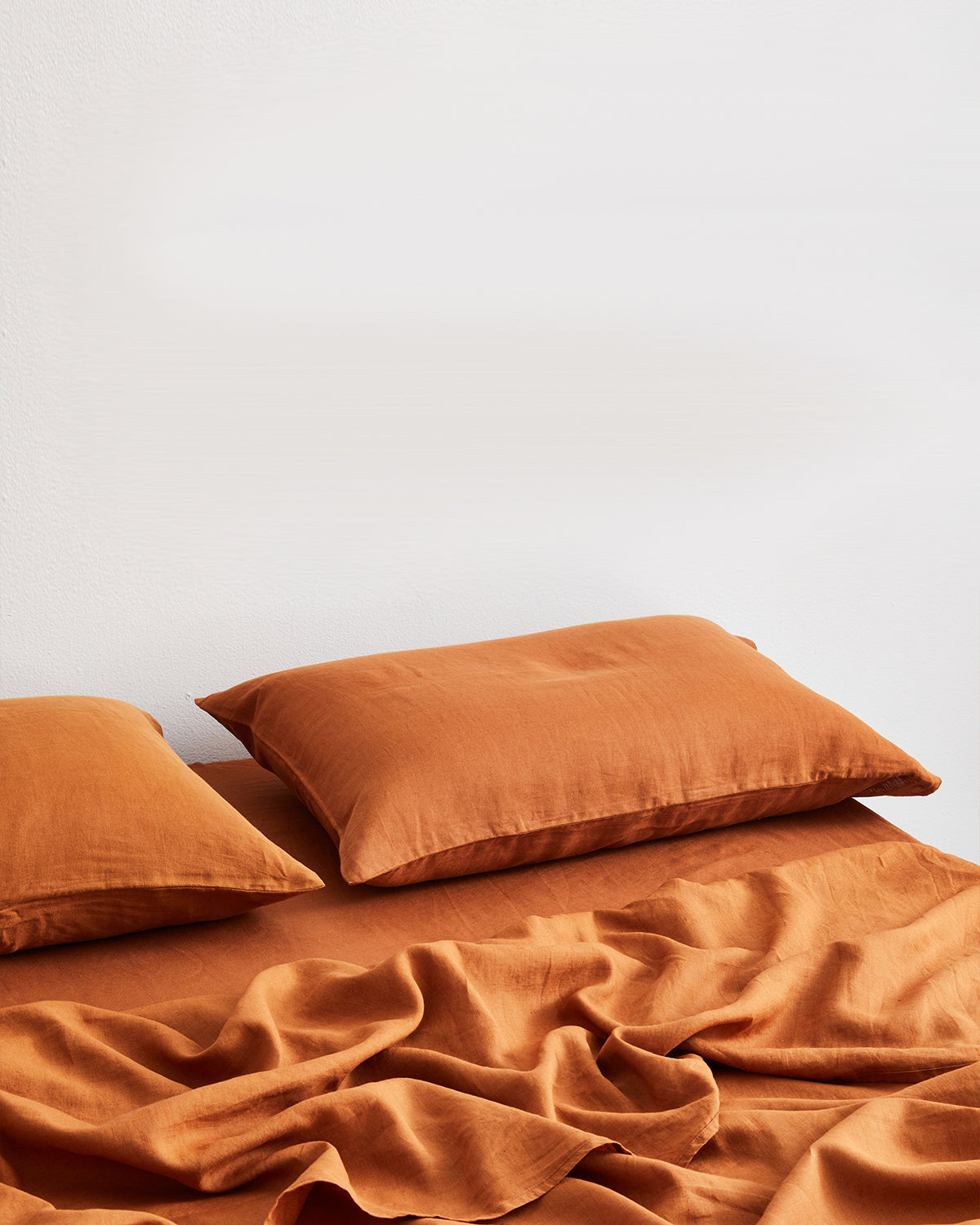 Rust 100% French Flax Linen Fitted Sheet Set