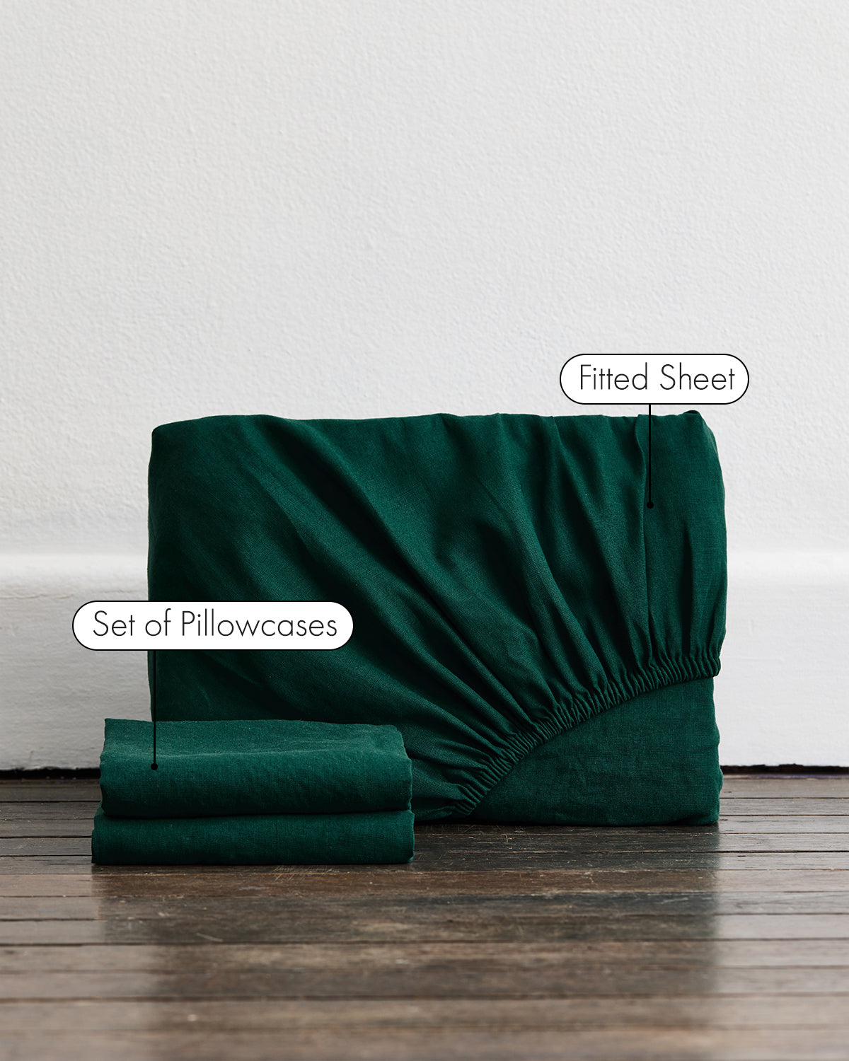 Forest 100% French Flax Linen Fitted Sheet Set