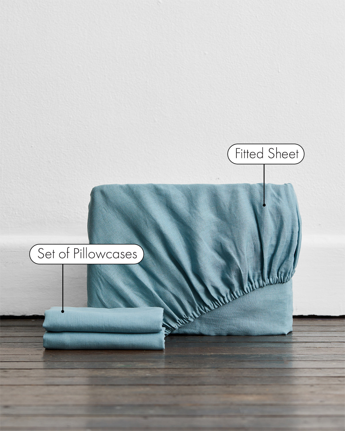 Lagoon 100% French Flax Linen Fitted Sheet Set