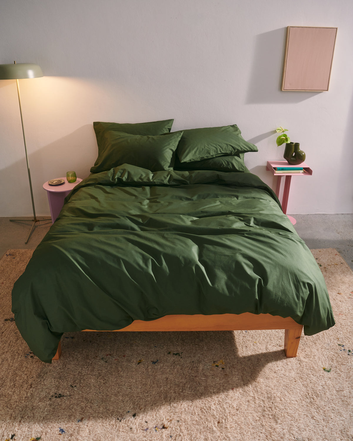 Moss Organic Cotton Percale Fitted Sheet Set