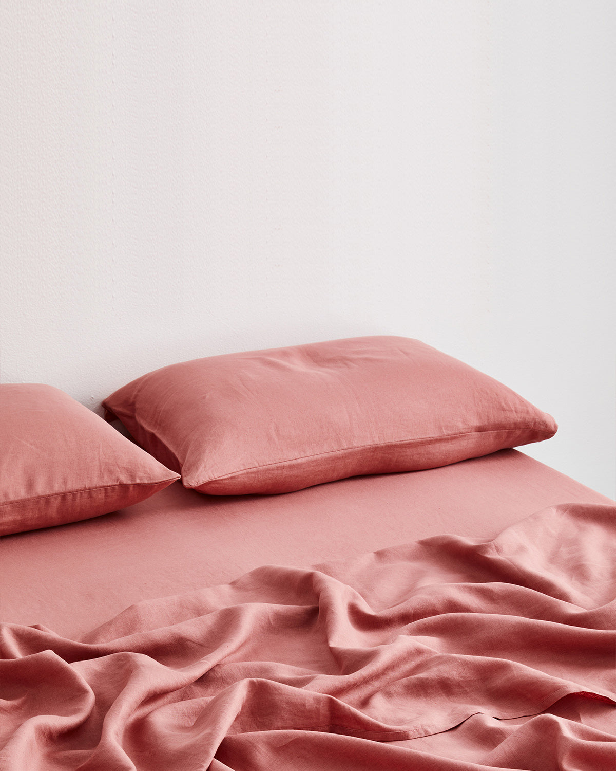 Pink Clay 100% French Flax Linen Fitted Sheet Set