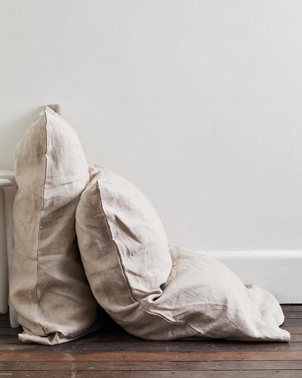 Charcoal & Oatmeal 100% French Flax Linen Bedding Bundle