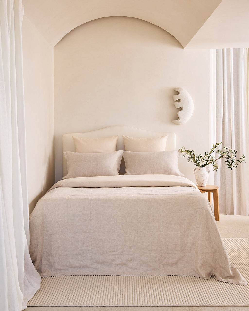Oatmeal 100% French Flax Linen Quilt Set