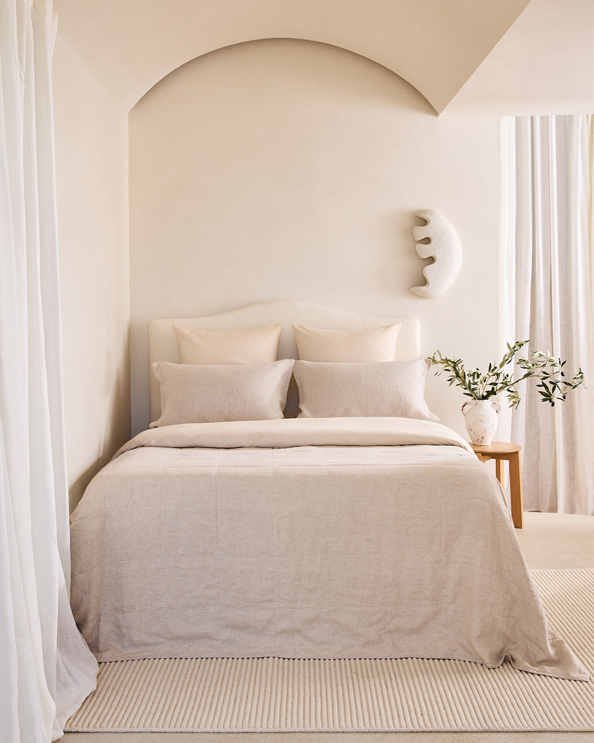 Oatmeal 100% French Flax Linen Quilt Set