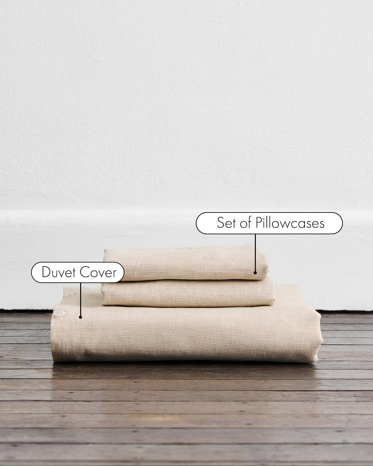 Oatmeal & White Stripe 100% French Flax Linen Duvet Cover Set