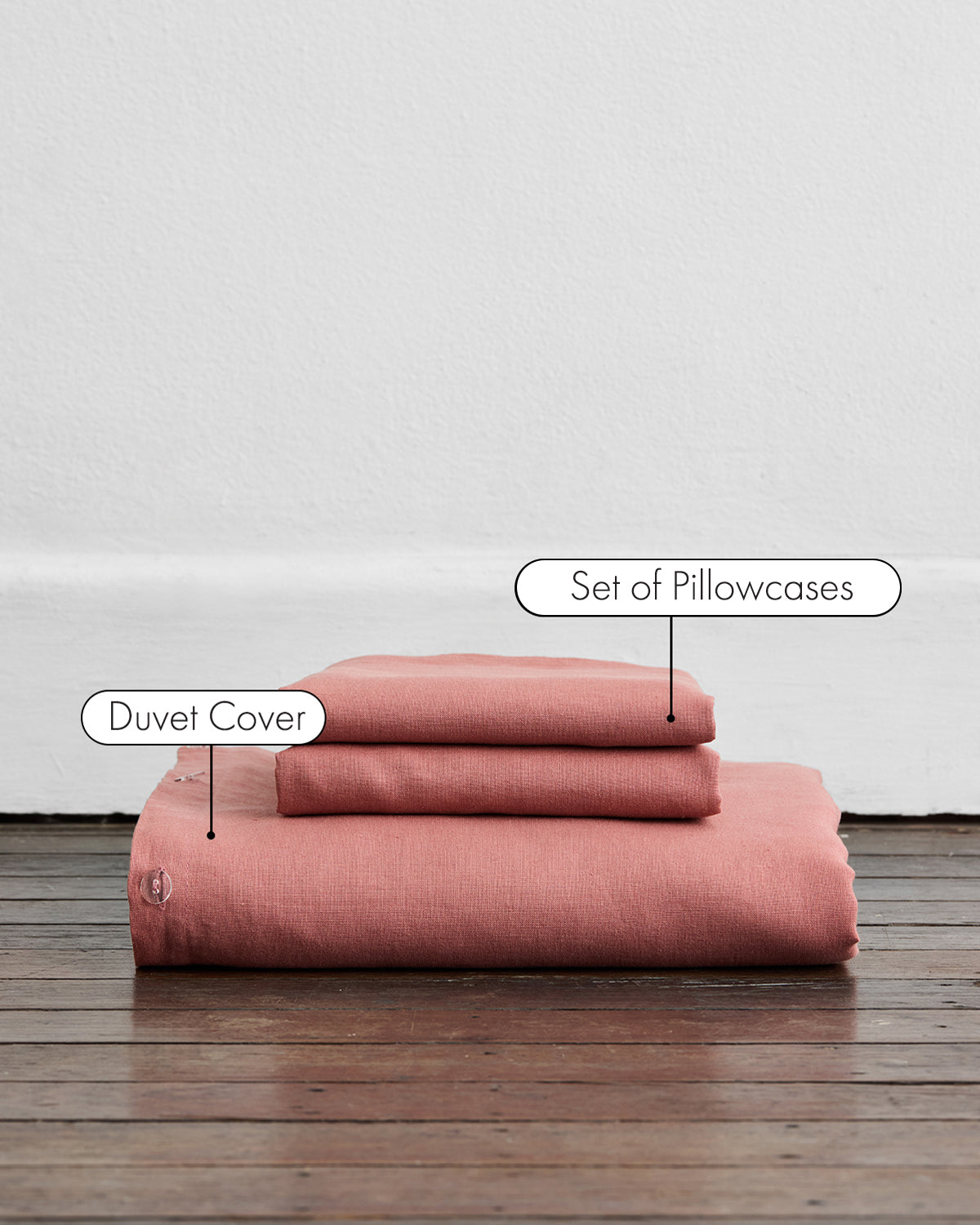 Pink Clay 100% French Flax Linen Duvet Cover Set