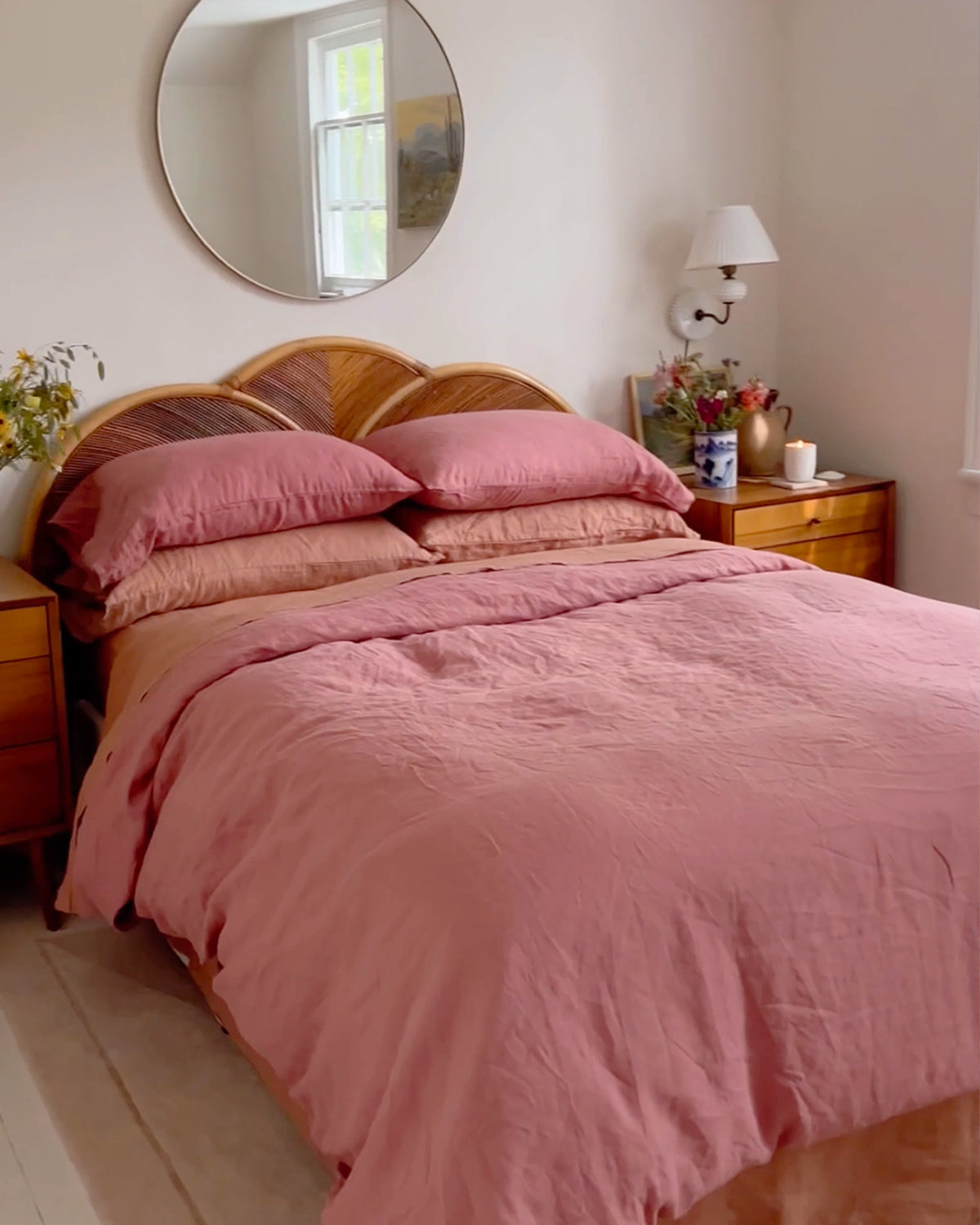 Pink Clay & Hazelnut 100% French Flax Linen Bedding Bundle