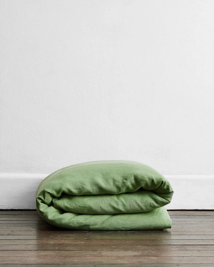 Pistachio, Sage & Rosewater 100% French Flax Linen Bedding Bundle