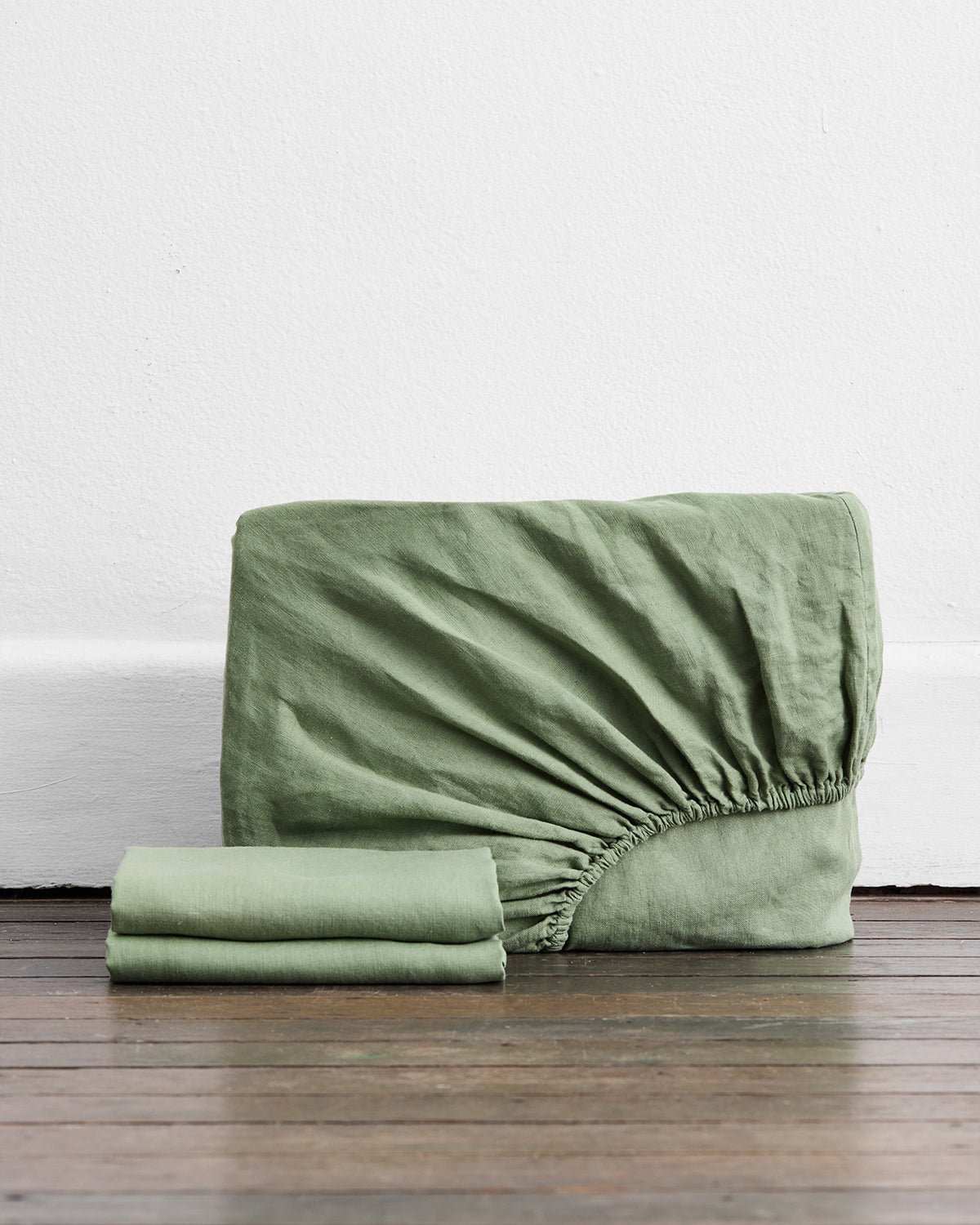 Pistachio 100% French Flax Linen Fitted Sheet Set