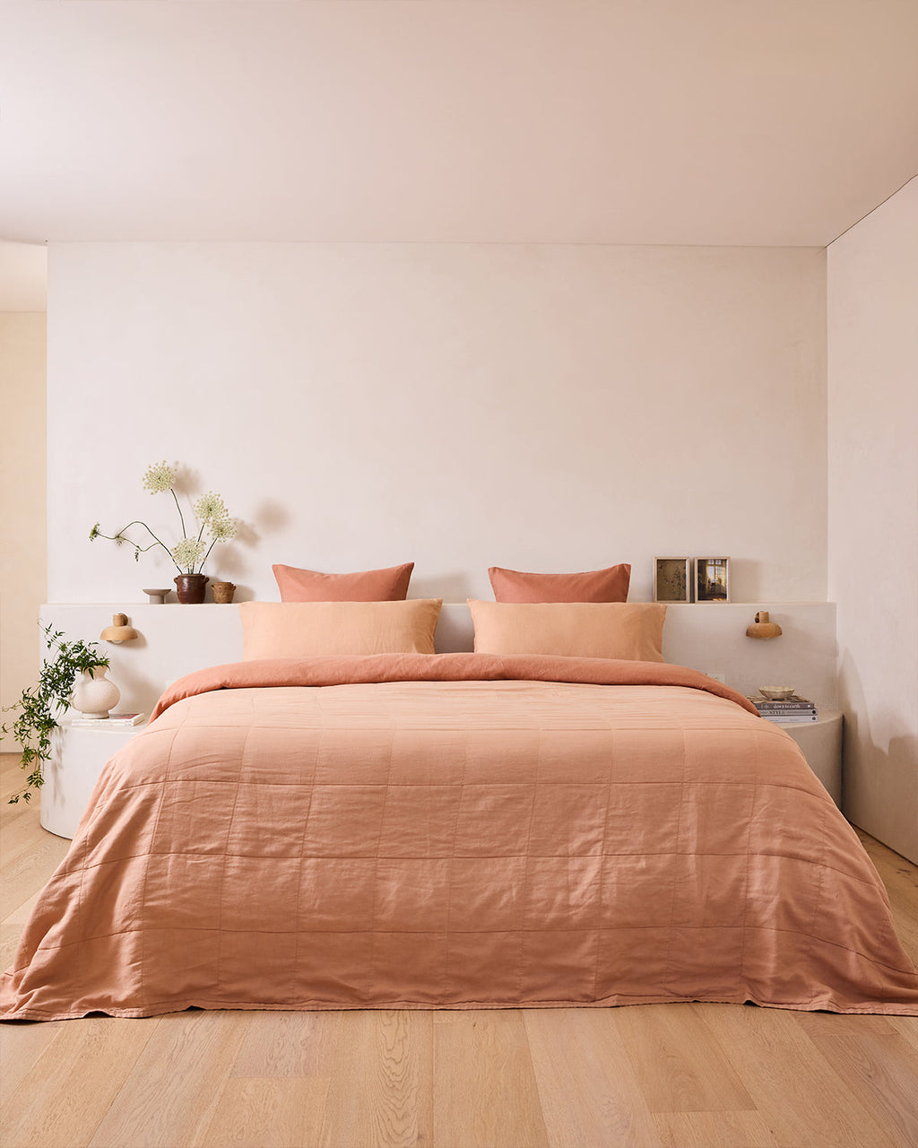 Terracotta & Hazelnut 100% French Flax LinenQuilt Bedding Bundle